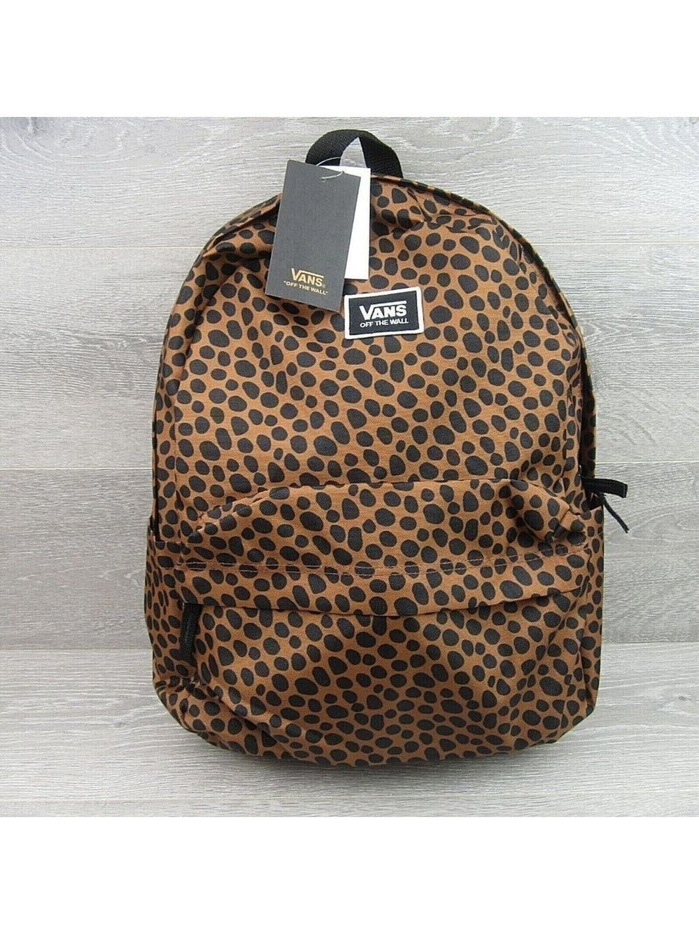 Vans Old Skool H20 Backpack School Travel Bag 22L Brown Black Animal Print NEW - Picture 2 of 12
